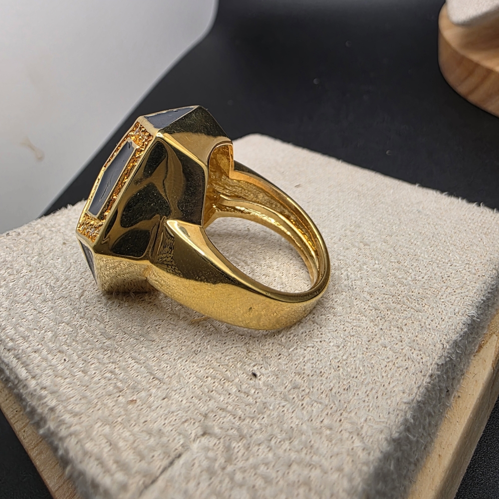 Gold and Black Geometric Statement Ring (2070) - Picture 5 of 6